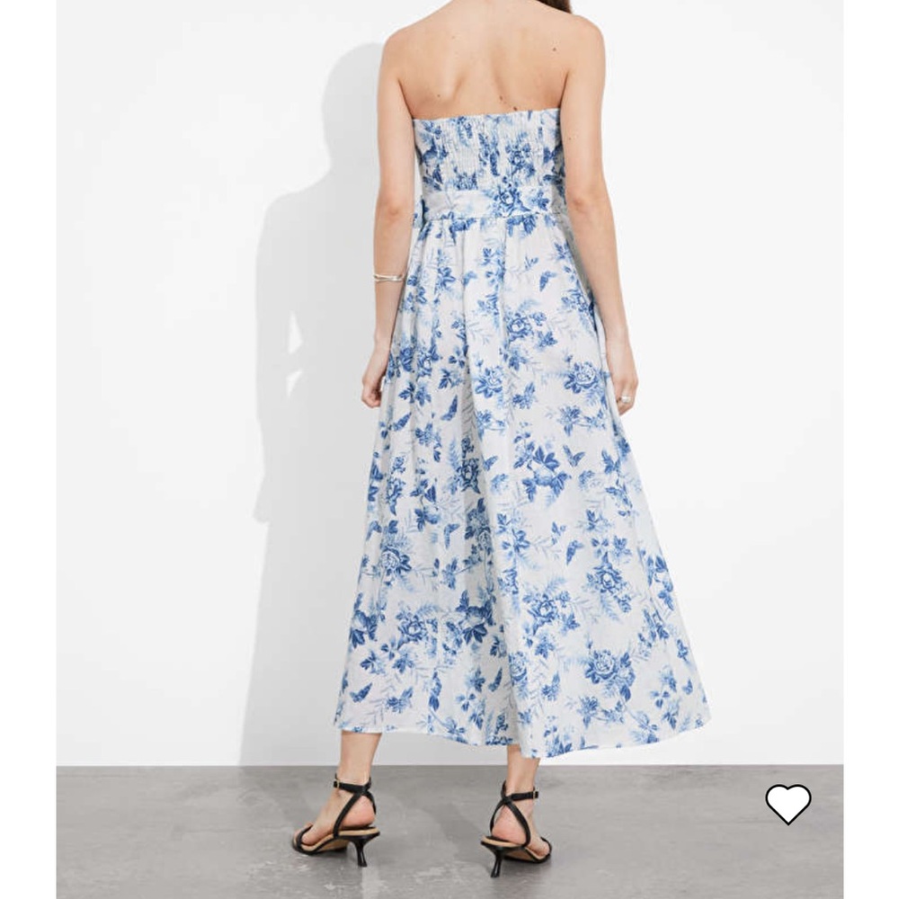 & Other Stories Blue and White Floral Midi Dress - Picture 2 of 7